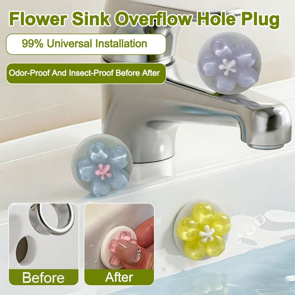 Overflow Pipe Clip - Verstopfungssicherer Abflussdichtungsring Insektensicherer Blumenförmiger Spülbecken-Überlaufstopfen Geruchshemmende