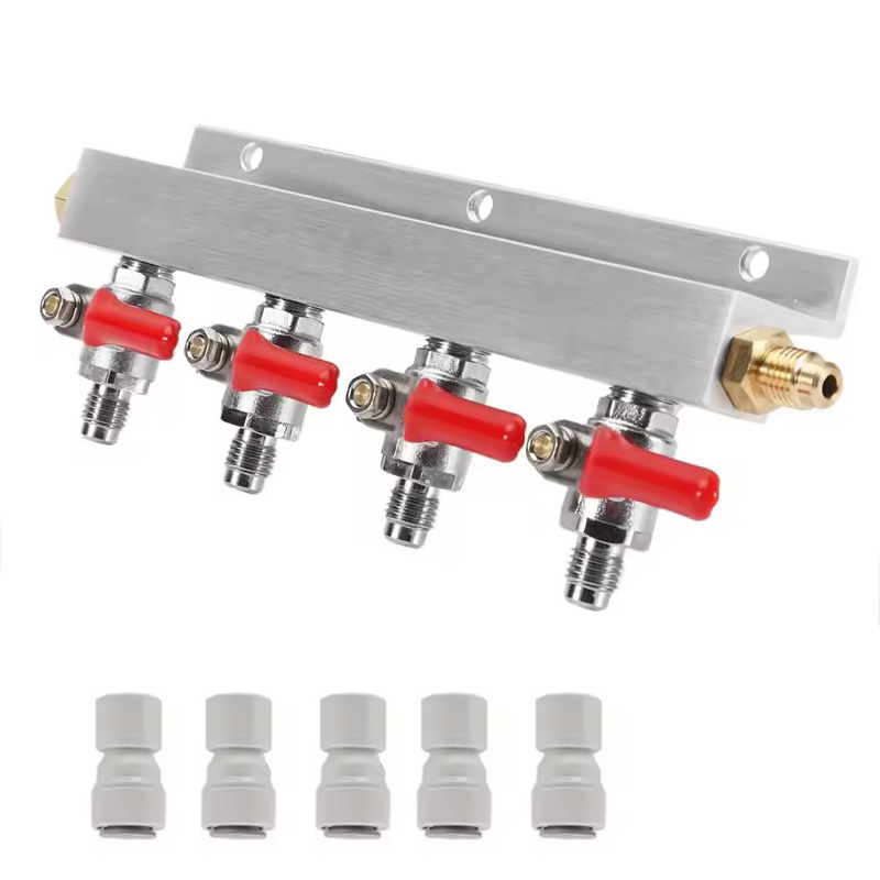 Push Fit Connector - IMAICTUU 4-Wege-Gasverteiler CO2-Verteiler, 7/16