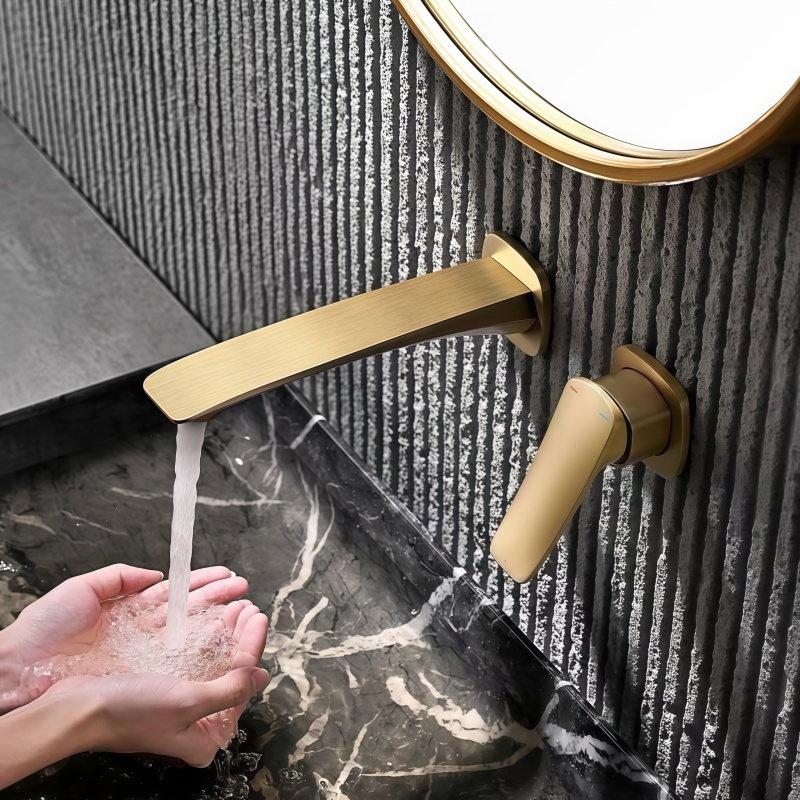 Basin Mixer Cartridge - Goldene Unterputz-Badarmatur mit integrierter Kartusche, Waschtischmischer,