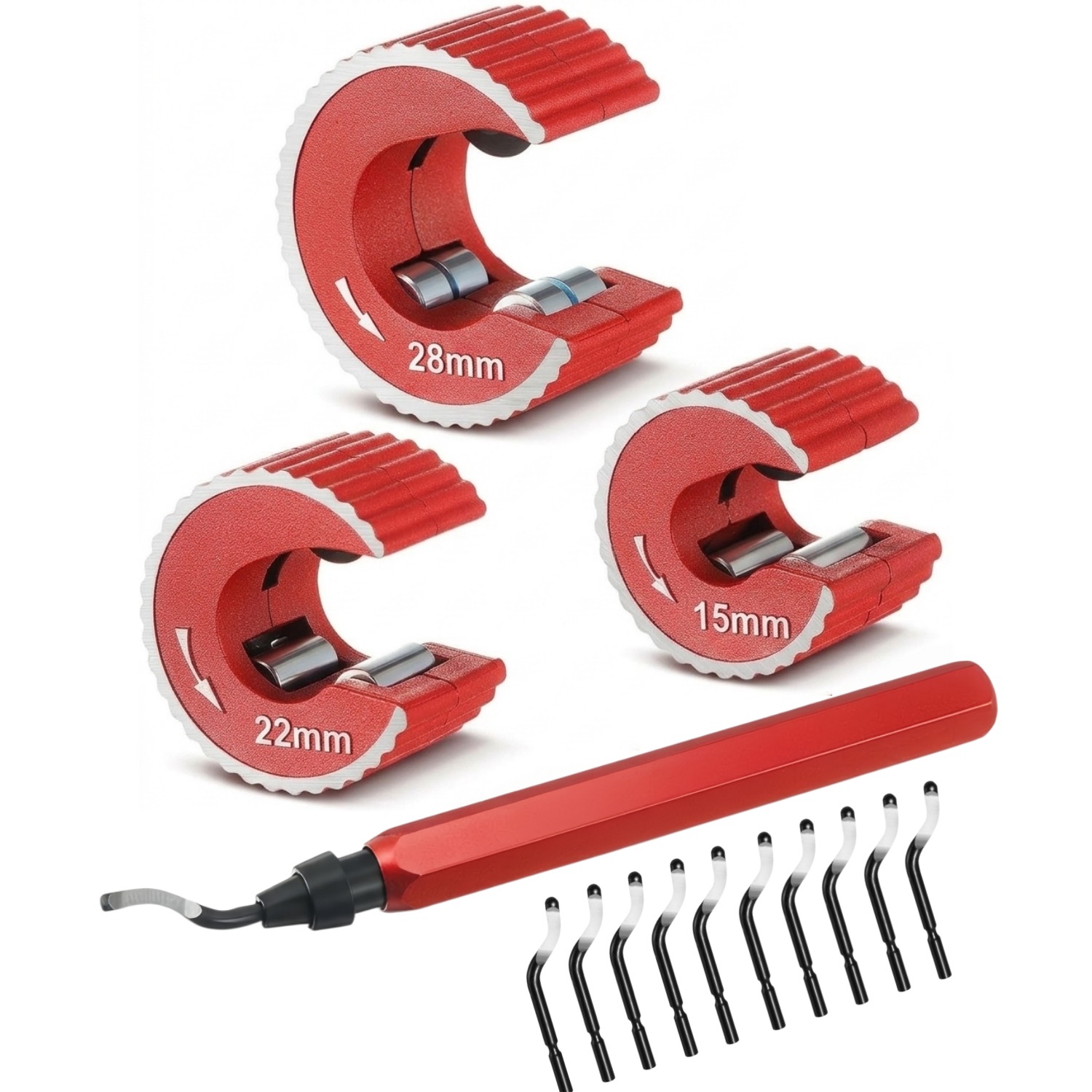 Pipe Cutter Ratchet - Kupferrohrschneider-Set, 3-teilig, Kupferrohrschneidewerkzeug 15mm (1/2'') 22mm