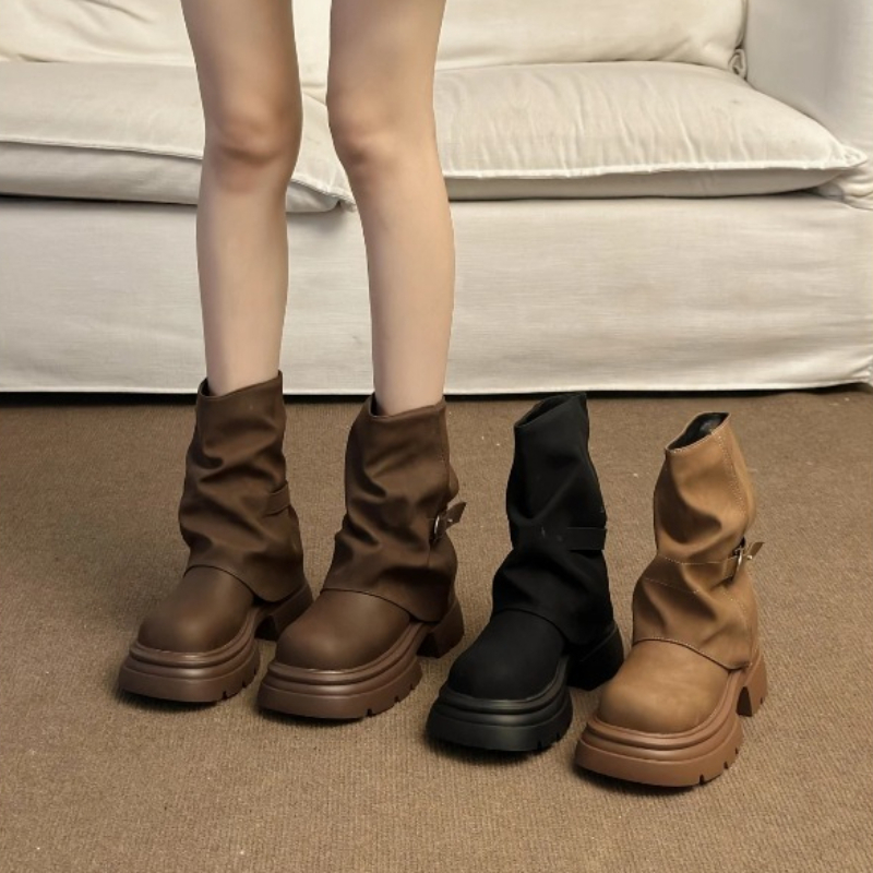 Pipe Bending Spring - Damen-Stiefel mit Dicker Sohle im Britischen